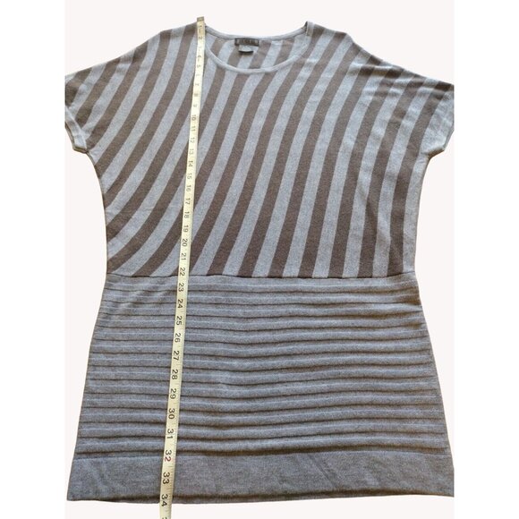Elio Sweater Women's XL Cashmere Blend Tunic Short Sleeve Striped - Picture 7 of 13
